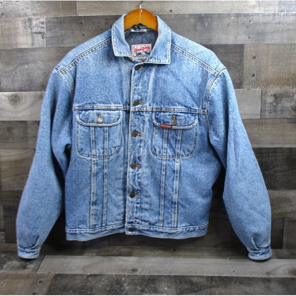 Lee Storm Rider Trucker Jacket Mens Small Blue Denim Blanket Lined Rough Riders